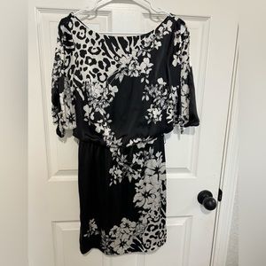 White House Black Market cold shoulder leopard/floral dress